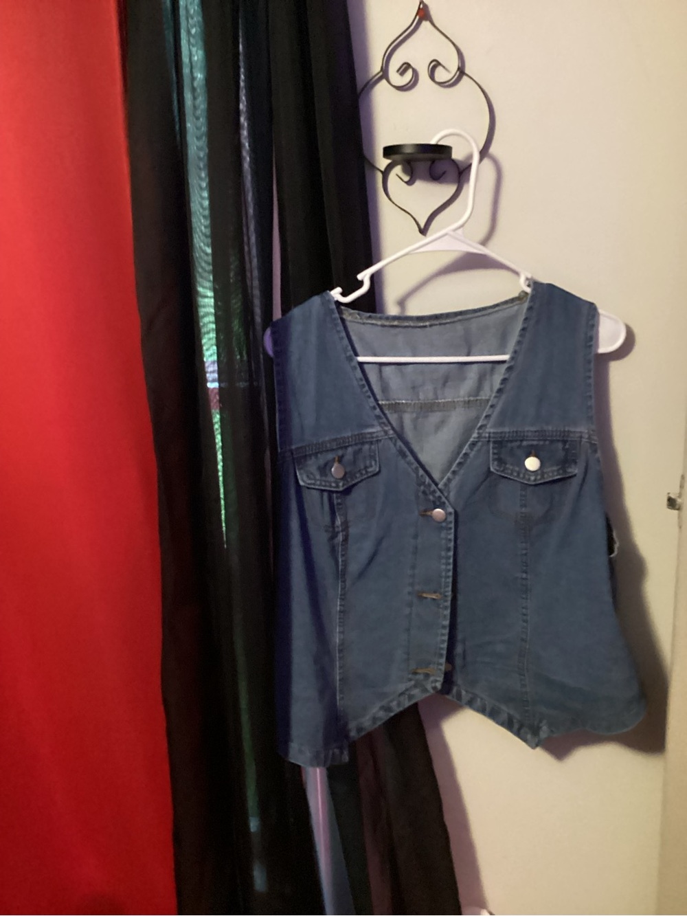 Denim Button-Front Vest - Classic Blue 3x